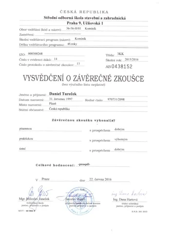 Vysvědčení 1